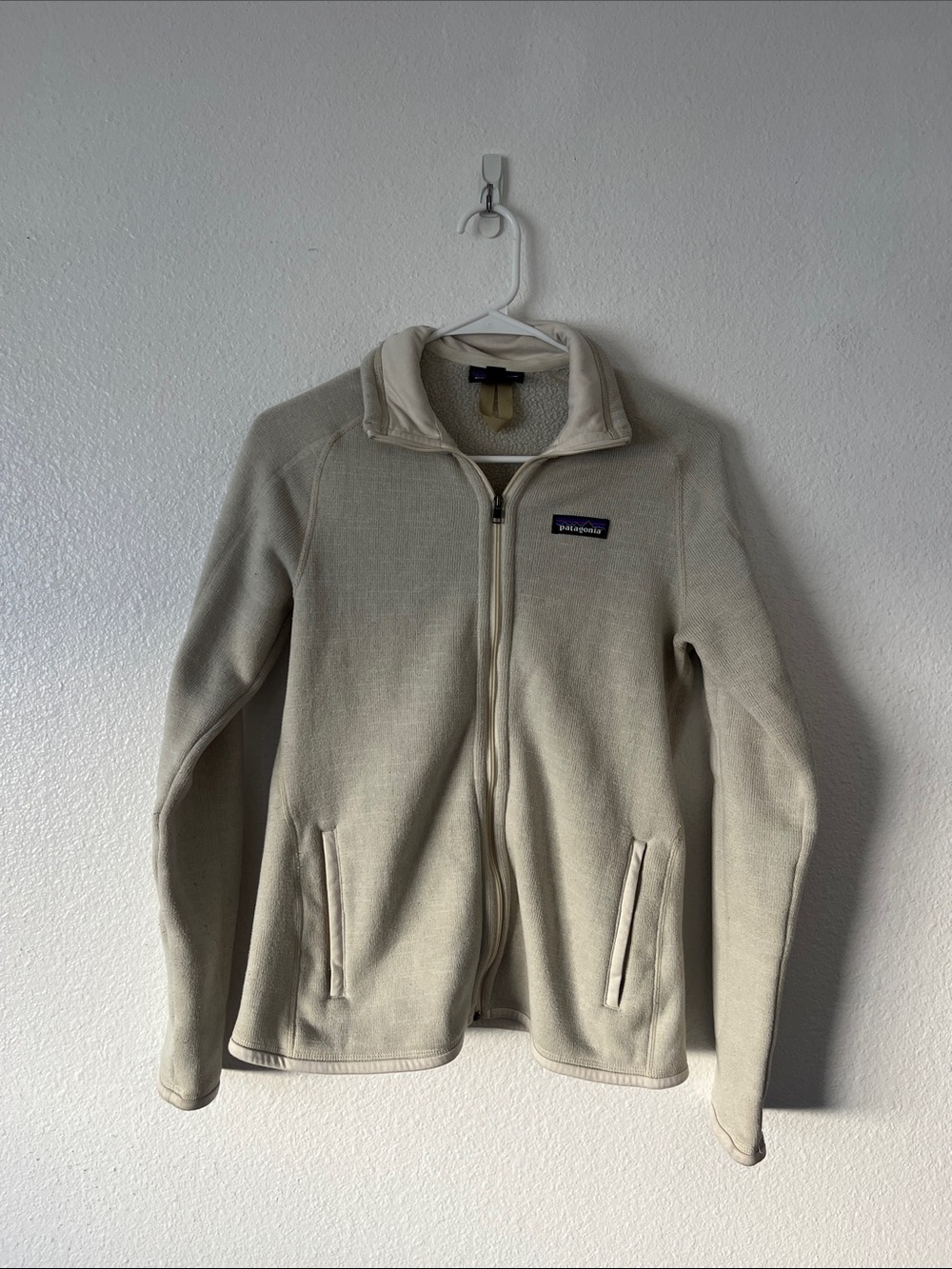 Patagonia Womens Zip Up Better Sweater Full Zip Up Cream Fleece Jacket Sz Small